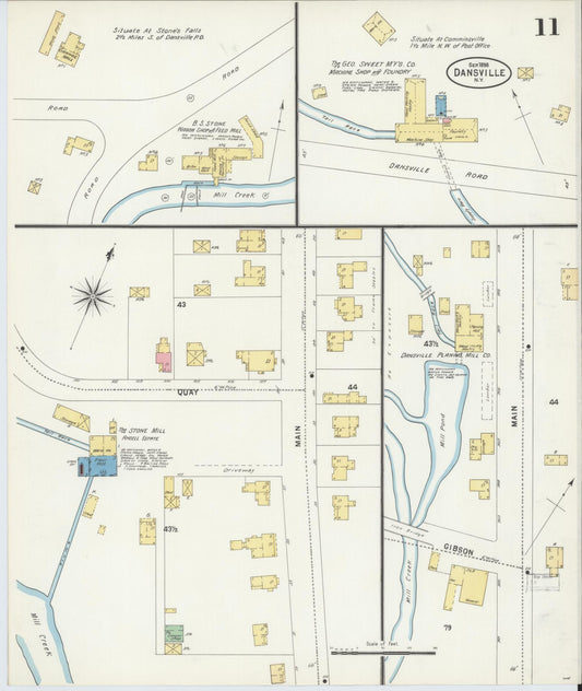 Sanborn Fire Insurance Map from Dansville, Livingston County, New York (1898), Sheet #0011 - Historic Sanborn Fire Insurance Map Print, vintage old map wall art, antique decor, genealogy gift, New York New York map