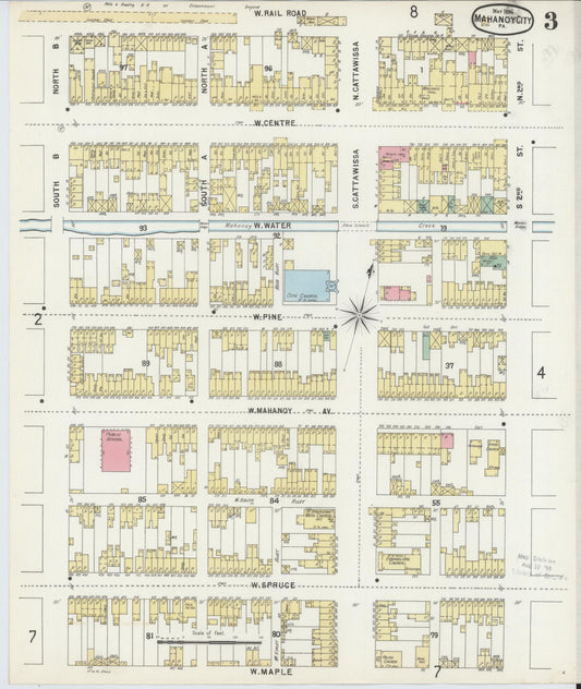 Sanborn Fire Insurance Map from Mahanoy City, Schuylkill County, Pennsylvania (1896), Sheet #0003 - Historic Sanborn Fire Insurance Map Print, vintage old map wall art, antique decor, genealogy gift, Pennsylvania Pennsylvania map