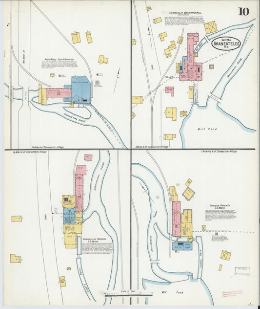 Sanborn Fire Insurance Map from Skaneateles, Onondaga County, New York (1904), Sheet #0010 - Historic Sanborn Fire Insurance Map Print, vintage old map wall art, antique decor, genealogy gift, New York New York map