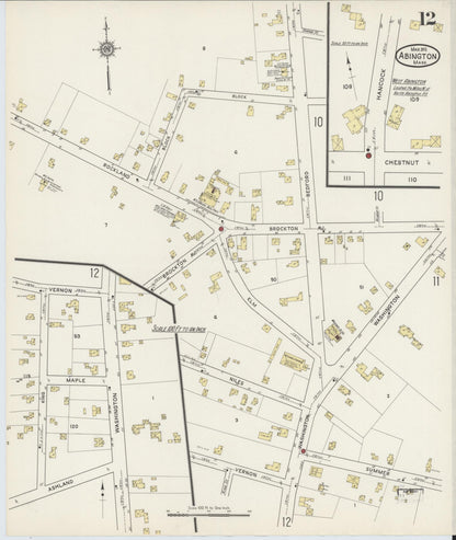 Sanborn Fire Insurance Map from Abington, Plymouth County, Massachusetts (1915), Sheet #0012 - Complete Map Set gallery image, historic Sanborn map, vintage wall art, Massachusetts Massachusetts