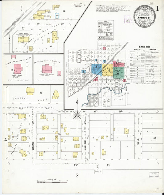 Sanborn Fire Insurance Map from Kinsley, Edwards County, Kansas. (1905) – Historic Sanborn Fire Insurance Map Print