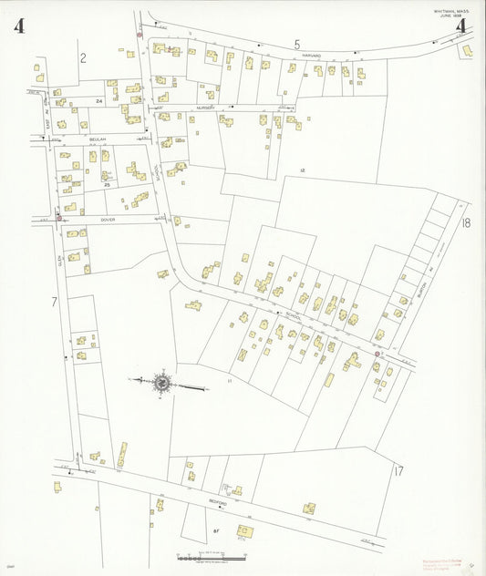 Sanborn Fire Insurance Map from Whitman, Plymouth County, Massachusetts (1939), Sheet #0004 - Historic Sanborn Fire Insurance Map Print, vintage old map wall art, antique decor, genealogy gift, Massachusetts Massachusetts map