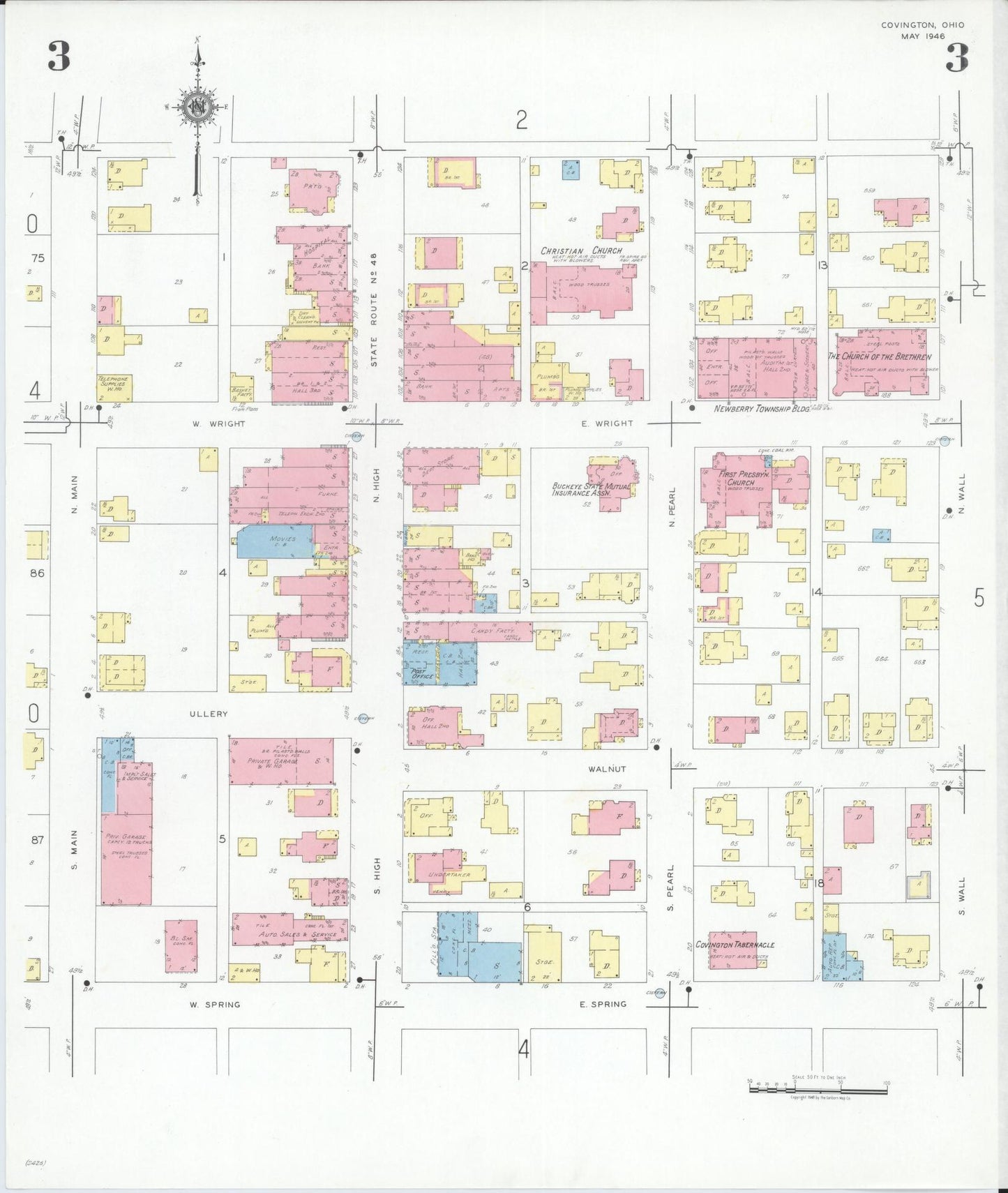 Sanborn Fire Insurance Map from Covington, Miami County, Ohio (1946), Sheet #0003 - Complete Map Set gallery image, historic Sanborn map, vintage wall art, Ohio Ohio