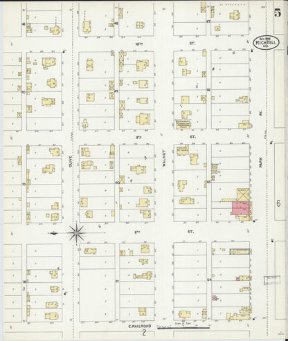 Sanborn Fire Insurance Map from Rich Hill, Bates County, Missouri (1906), Sheet #0005 - Complete Map Set gallery image, historic Sanborn map, vintage wall art, Missouri Missouri