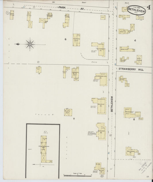 Sanborn Fire Insurance Map from Bethlehem, Grafton County, New Hampshire (1889), Sheet #0004 - Historic Sanborn Fire Insurance Map Print, vintage old map wall art, antique decor, genealogy gift, New Hampshire New Hampshire map