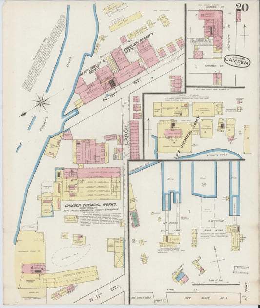 Sanborn Fire Insurance Map from Camden, Camden County, New Jersey (1885), Sheet #0020 - Historic Sanborn Fire Insurance Map Print, vintage old map wall art, antique decor, genealogy gift, New Jersey New Jersey map