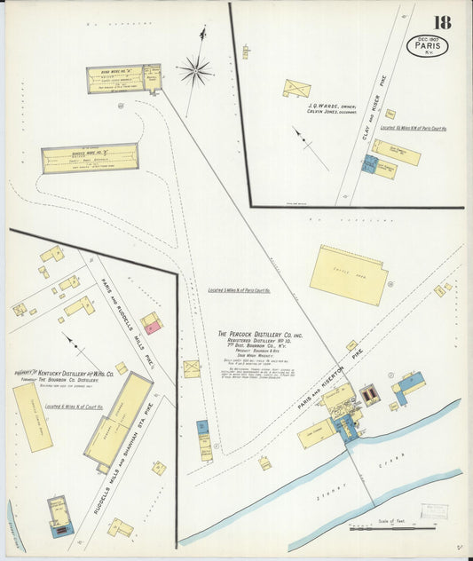 Sanborn Fire Insurance Map from Paris, Bourbon County, Kentucky (1907), Sheet #0018 - Historic Sanborn Fire Insurance Map Print, vintage old map wall art, antique decor, genealogy gift, Kentucky Kentucky map