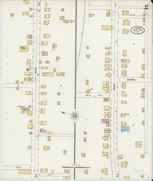 Sanborn Fire Insurance Map from Delta, York County, Pennsylvania (1899), Sheet #0002 - Historic Sanborn Fire Insurance Map Print, vintage old map wall art, antique decor, genealogy gift, Pennsylvania Pennsylvania map