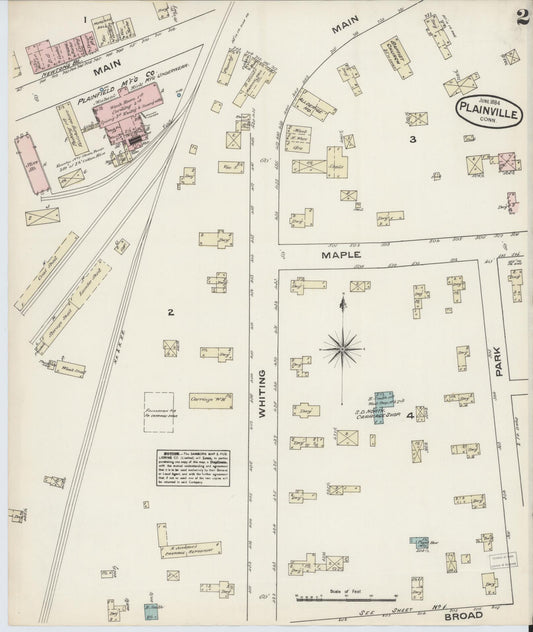 Sanborn Fire Insurance Map from Plainville, Hartford County, Connecticut (1884), Sheet #0002 - Historic Sanborn Fire Insurance Map Print, vintage old map wall art, antique decor, genealogy gift, Connecticut Connecticut map
