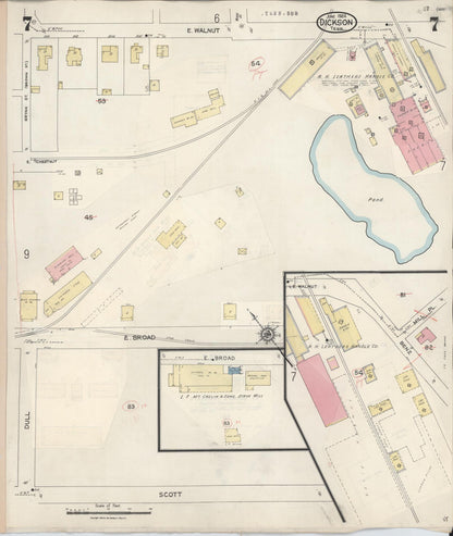 Sanborn Fire Insurance Map from Dickson, Dickson County, Tennessee (1941), Sheet #0007 - Complete Map Set gallery image, historic Sanborn map, vintage wall art, Tennessee Tennessee