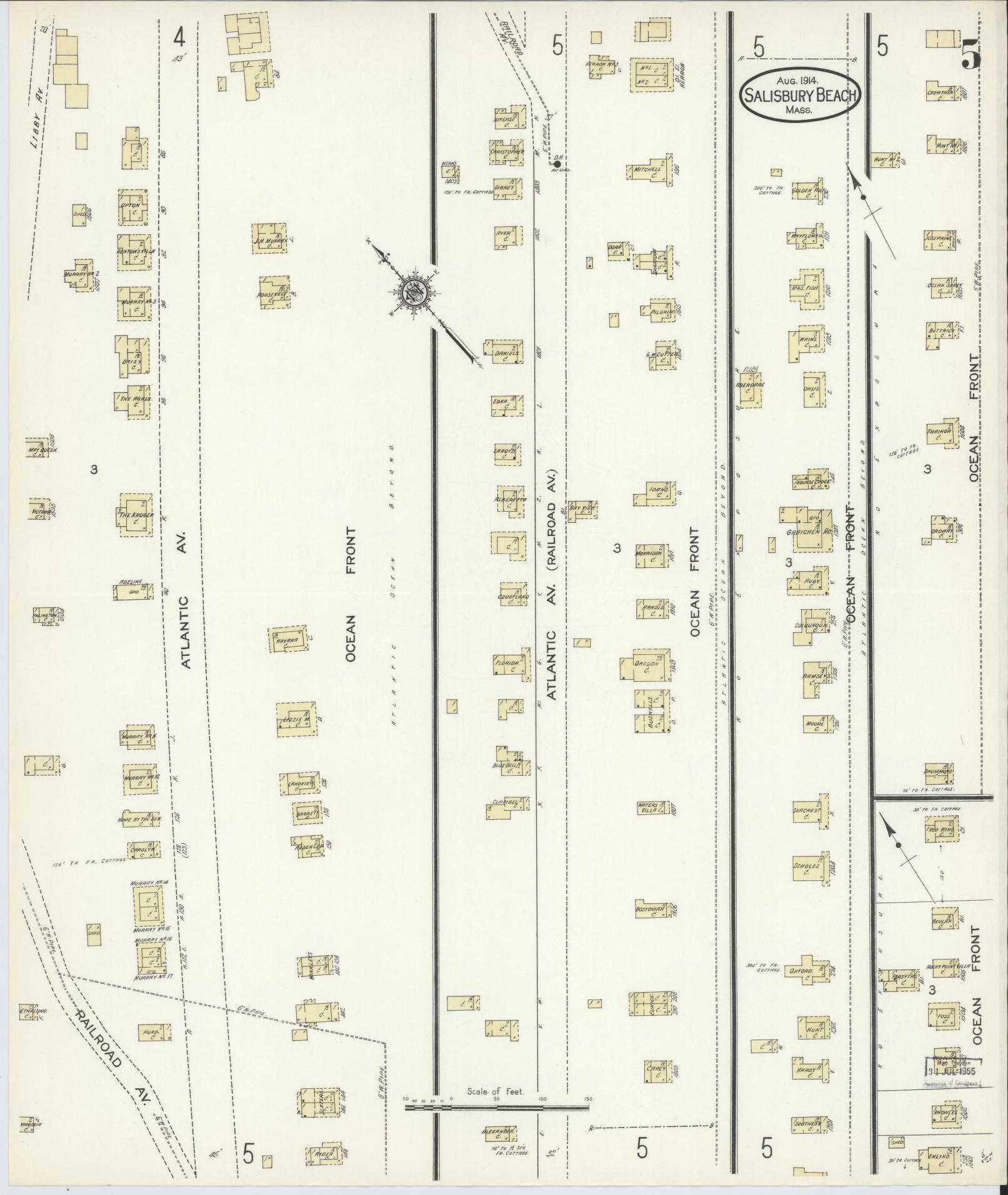 Sanborn Fire Insurance Map from Salisbury, Essex County, Massachusetts (1914), Sheet #0005 - Complete Map Set gallery image, historic Sanborn map, vintage wall art, Massachusetts Massachusetts