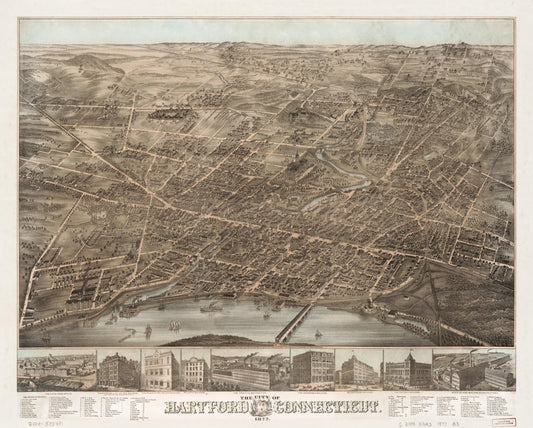 The city of Hartford, Connecticut. (1877) – Historic Bird’s-Eye View Panorama Print