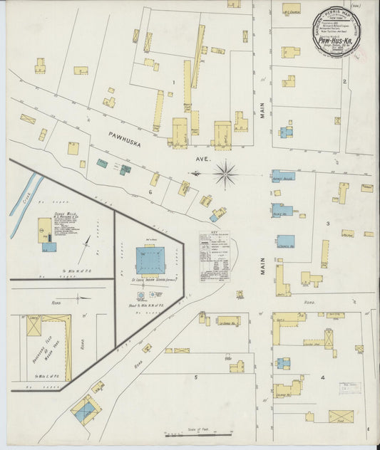 Sanborn Fire Insurance Map from Pawhuska, Osage County, Oklahoma (1894), Sheet #0001 - Historic Sanborn Fire Insurance Map Print, vintage old map wall art, antique decor, genealogy gift, Oklahoma Oklahoma map