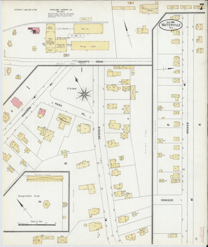 Sanborn Fire Insurance Map from Waterville, Oneida County, New York (1906), Sheet #0007 - Historic Sanborn Fire Insurance Map Print, vintage old map wall art, antique decor, genealogy gift, New York New York map