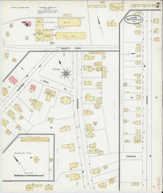 Sanborn Fire Insurance Map from Waterville, Oneida County, New York (1906), Sheet #0007 - Historic Sanborn Fire Insurance Map Print, vintage old map wall art, antique decor, genealogy gift, New York New York map