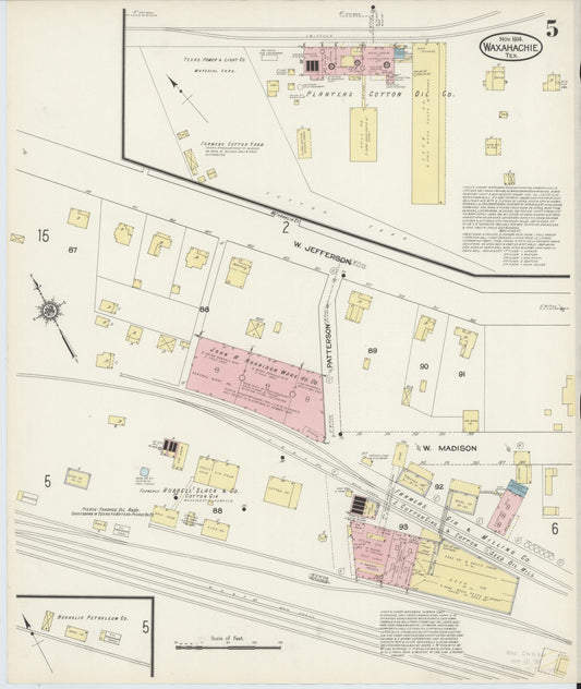 Sanborn Fire Insurance Map from Waxahachie, Ellis County, Texas (1914), Sheet #0005 - Historic Sanborn Fire Insurance Map Print, vintage old map wall art, antique decor, genealogy gift, Texas Texas map