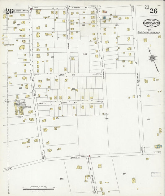 Sanborn Fire Insurance Map from Ridgewood, Bergen County, New Jersey (1924), Sheet #0026 - Historic Sanborn Fire Insurance Map Print, vintage old map wall art, antique decor, genealogy gift, New Jersey New Jersey map