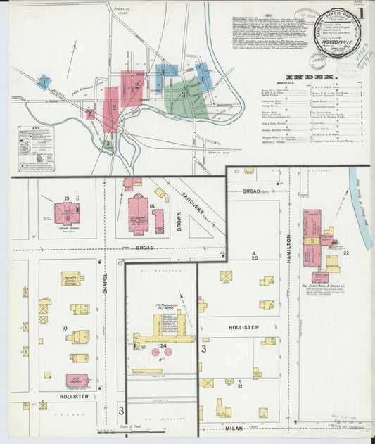 Sanborn Fire Insurance Map from Monroeville, Huron County, Ohio (1899), Sheet #0001 - Complete Map Set gallery image, historic Sanborn map, vintage wall art, Ohio Ohio