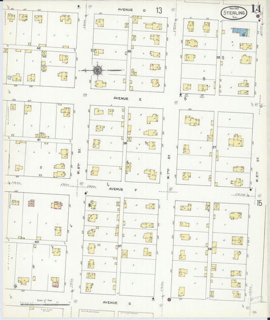 Sanborn Fire Insurance Map from Sterling, Whiteside County, Illinois (1910), Sheet #0014 - Historic Sanborn Fire Insurance Map Print, vintage old map wall art, antique decor, genealogy gift, Illinois Illinois map