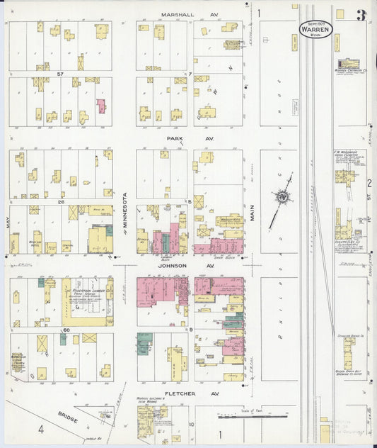 Sanborn Fire Insurance Map from Warren, Marshall County, Minnesota (1909), Sheet #0003 - Historic Sanborn Fire Insurance Map Print, vintage old map wall art, antique decor, genealogy gift, Minnesota Minnesota map