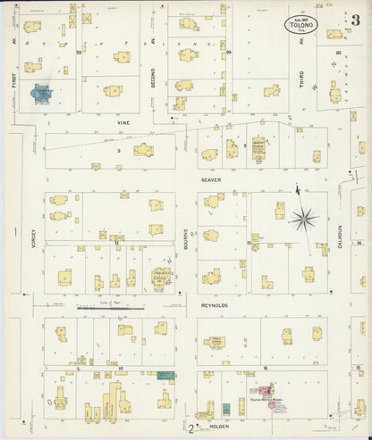 Sanborn Fire Insurance Map from Tolono, Champaign County, Illinois (1907), Sheet #0003 - Historic Sanborn Fire Insurance Map Print, vintage old map wall art, antique decor, genealogy gift, Illinois Illinois map