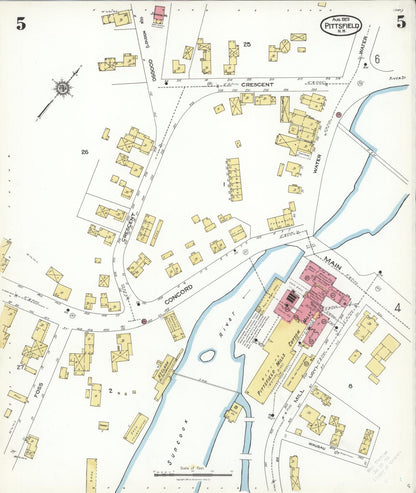 Sanborn Fire Insurance Map from Pittsfield, Merrimack County, New Hampshire (1923), Sheet #0005 - Complete Map Set gallery image, historic Sanborn map, vintage wall art, New Hampshire New Hampshire