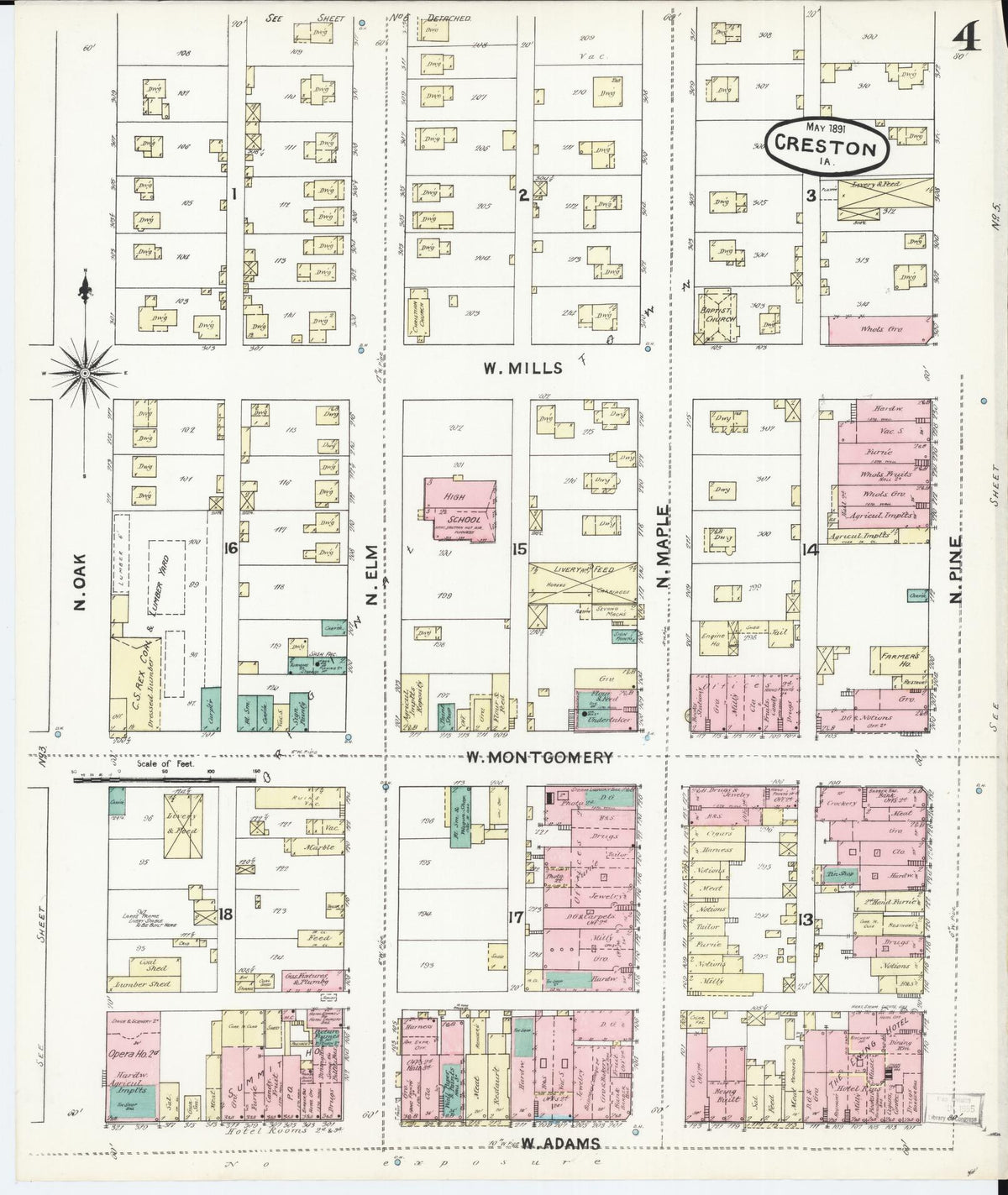 Sanborn Fire Insurance Map from Creston, Union County, Iowa (1891), Sheet #0004 - Historic Sanborn Fire Insurance Map Print