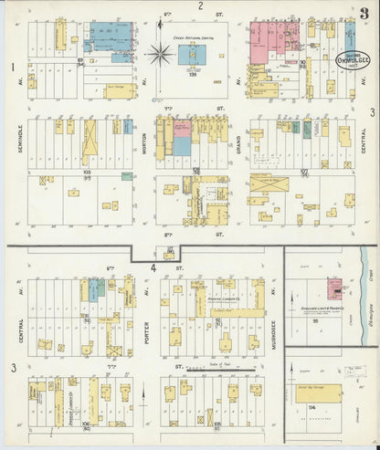 Sanborn Fire Insurance Map from Okmulgee, Okmulgee County, Oklahoma (1903), Sheet #0003 - Complete Map Set gallery image, historic Sanborn map, vintage wall art, Oklahoma Oklahoma