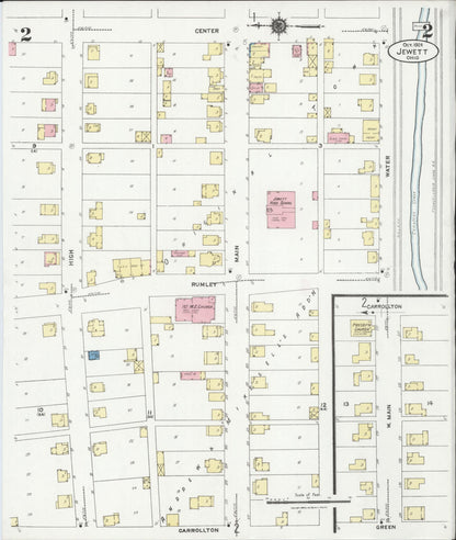 Sanborn Fire Insurance Map from Jewett, Harrison County, Ohio (1924), Sheet #0002 - Historic Sanborn Fire Insurance Map Print, vintage old map wall art, antique decor, genealogy gift, Ohio Ohio map