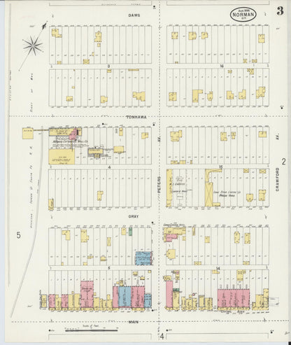 Sanborn Fire Insurance Map from Norman, Cleveland County, Oklahoma (1898), Sheet #0003 - Complete Map Set gallery image, historic Sanborn map, vintage wall art, Oklahoma Oklahoma