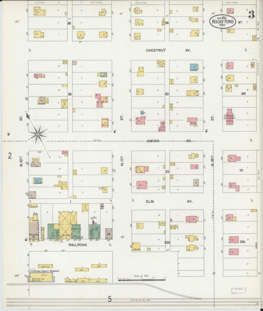 Sanborn Fire Insurance Map from Rocky Ford, Otero County, Colorado (1901), Sheet #0003 - Historic Sanborn Fire Insurance Map Print, vintage old map wall art, antique decor, genealogy gift, Colorado Colorado map