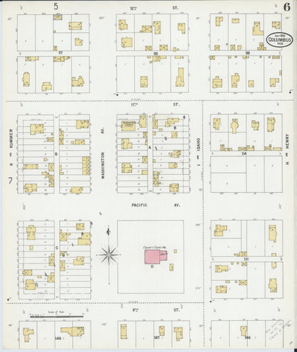 Sanborn Fire Insurance Map from Columbus, Platte County, Nebraska (1899), Sheet #0006 - Complete Map Set gallery image, historic Sanborn map, vintage wall art, Nebraska Nebraska