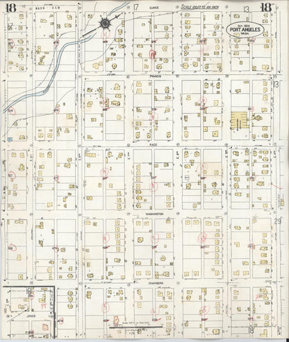 Sanborn Fire Insurance Map from Port Angeles, Clallam County, Washington (1949), Sheet #0018 - Complete Map Set gallery image, historic Sanborn map, vintage wall art, Washington Washington