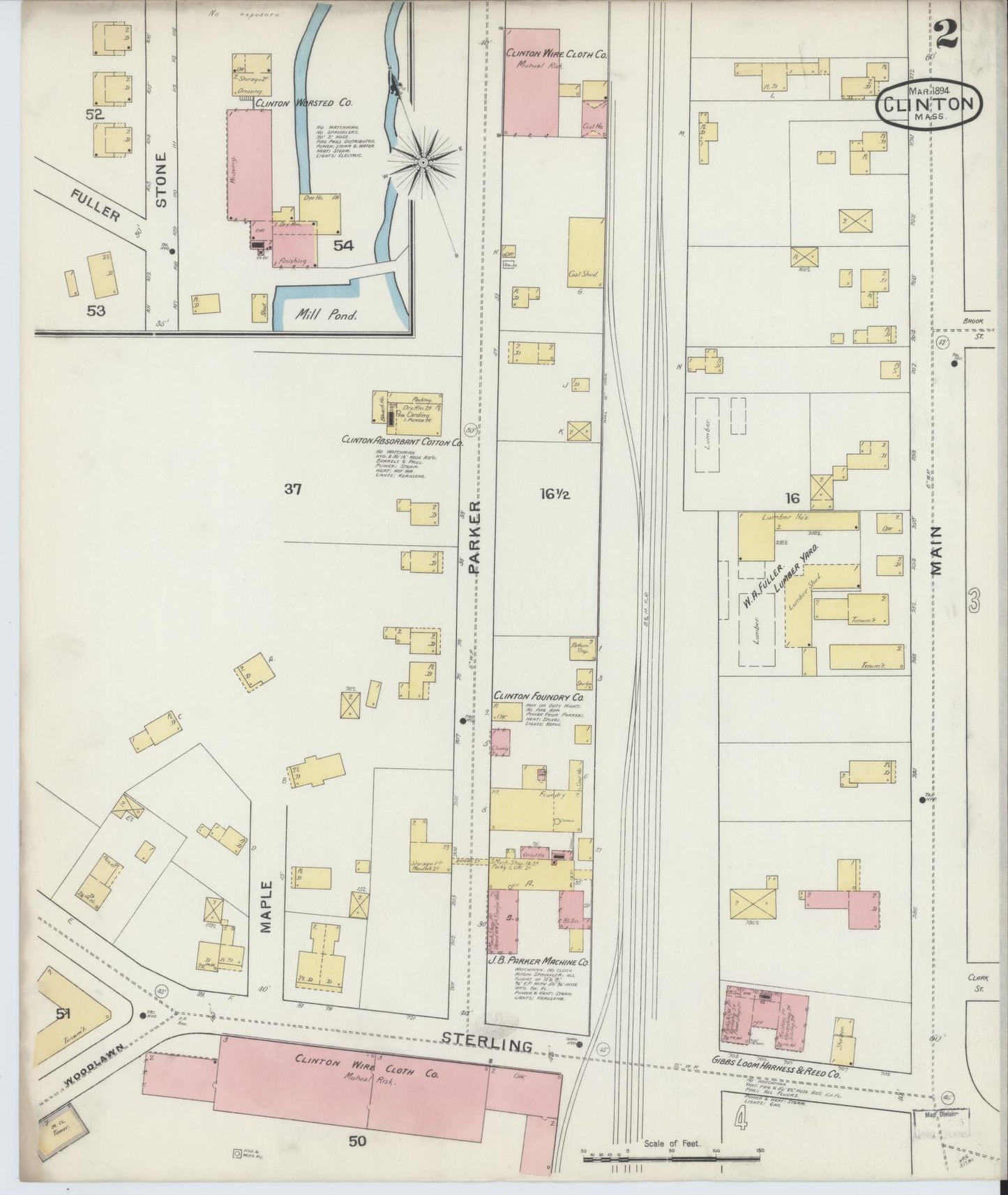 Sanborn Fire Insurance Map from Clinton, Worcester County, Massachusetts (1894), Sheet #0002 - Complete Map Set gallery image, historic Sanborn map, vintage wall art, Massachusetts Massachusetts