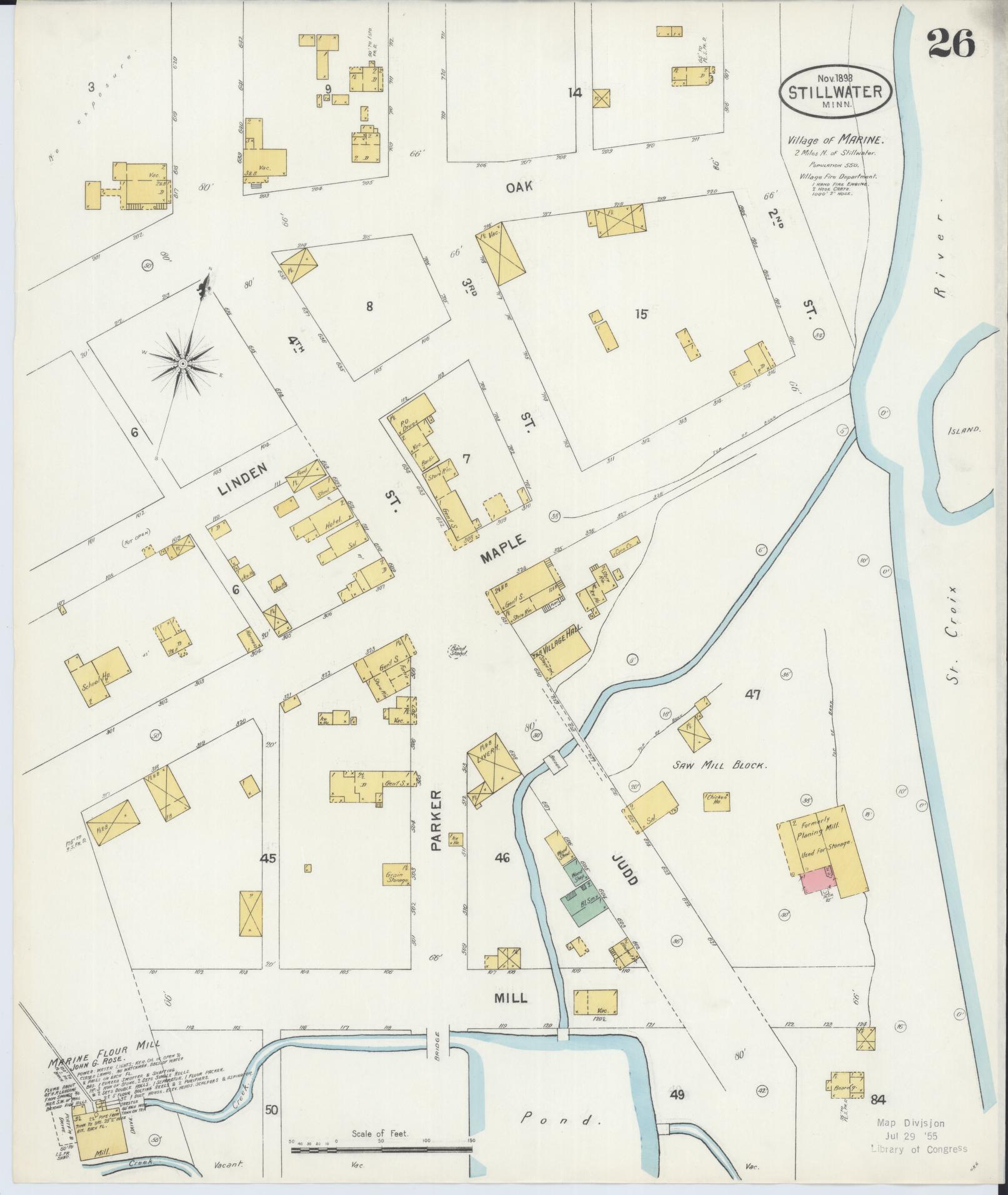 Sanborn Fire Insurance Map from Stillwater, Washington County, Minnesota (1898), Sheet #0026 - Complete Map Set gallery image, historic Sanborn map, vintage wall art, Minnesota Minnesota