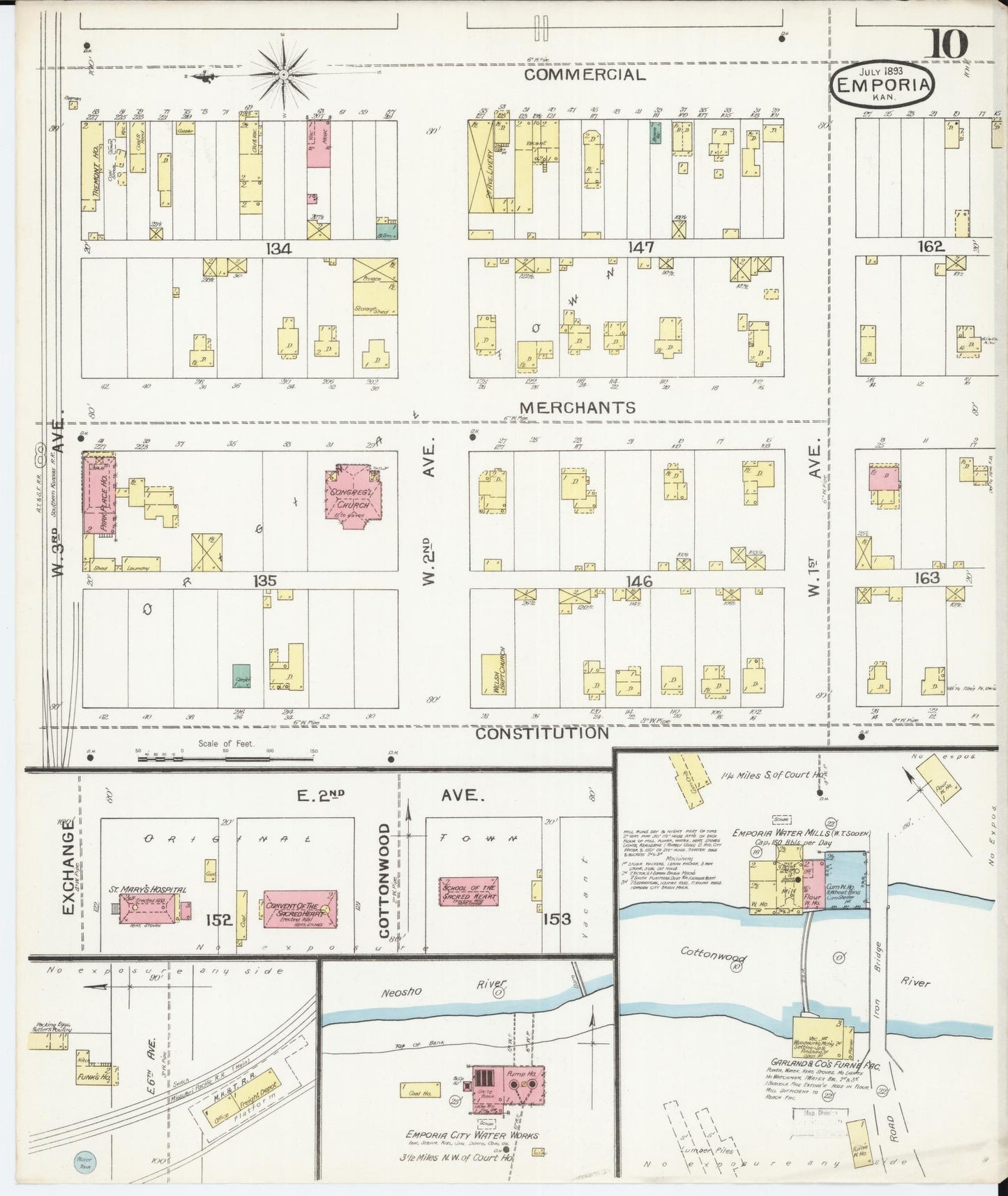 Sanborn Fire Insurance Map from Emporia, Lyon County, Kansas (1893), Sheet #0010 - Complete Map Set gallery image, historic Sanborn map, vintage wall art, Kansas Kansas
