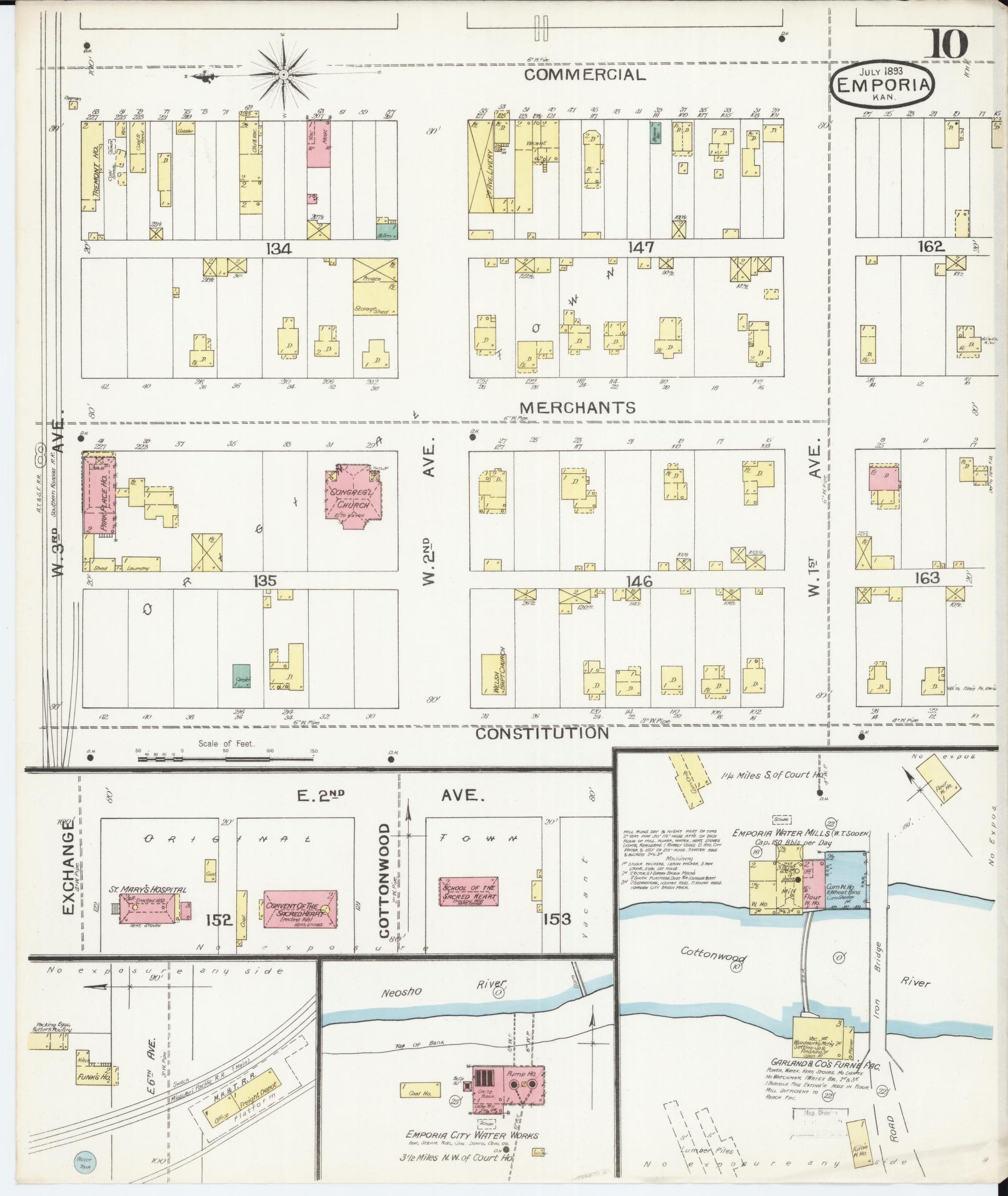 Sanborn Fire Insurance Map from Emporia, Lyon County, Kansas (1893), Sheet #0010 - Complete Map Set gallery image, historic Sanborn map, vintage wall art, Kansas Kansas