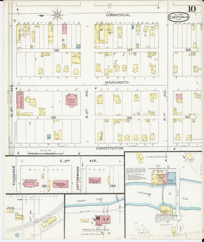 Sanborn Fire Insurance Map from Emporia, Lyon County, Kansas (1893), Sheet #0010 - Complete Map Set gallery image, historic Sanborn map, vintage wall art, Kansas Kansas