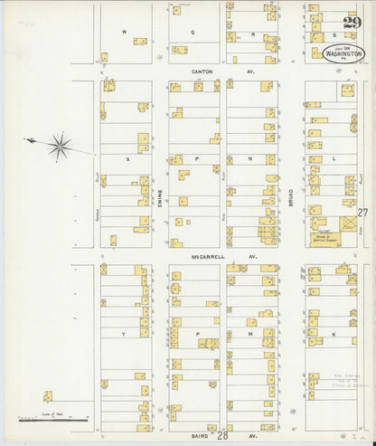 Sanborn Fire Insurance Map from Washington, Washington County, Pennsylvania (1904), Sheet #0029 - Complete Map Set gallery image, historic Sanborn map, vintage wall art, Pennsylvania Pennsylvania