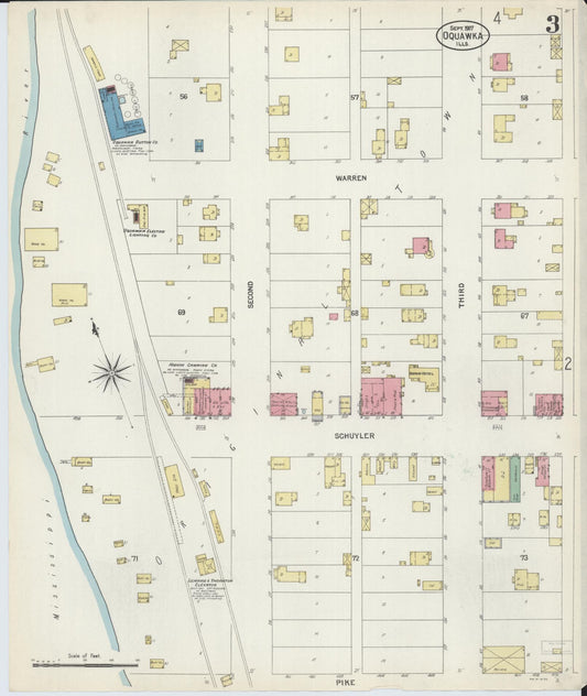 Sanborn Fire Insurance Map from Oquawka, Henderson County, Illinois (1907), Sheet #0003 - Historic Sanborn Fire Insurance Map Print, vintage old map wall art, antique decor, genealogy gift, Illinois Illinois map