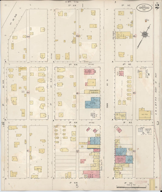 Sanborn Fire Insurance Map from Choteau, Teton County, Montana (1943), Sheet #0002 - Historic Sanborn Fire Insurance Map Print, vintage old map wall art, antique decor, genealogy gift, Montana Montana map