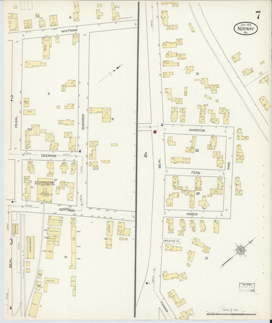 Sanborn Fire Insurance Map from Norway, Oxford County, Maine (1913), Sheet #0007 - Historic Sanborn Fire Insurance Map Print, vintage old map wall art, antique decor, genealogy gift, Maine Maine map