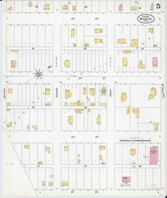 Sanborn Fire Insurance Map from Wadena, Wadena County, Minnesota (1904), Sheet #0005 - Historic Sanborn Fire Insurance Map Print, vintage old map wall art, antique decor, genealogy gift, Minnesota Minnesota map