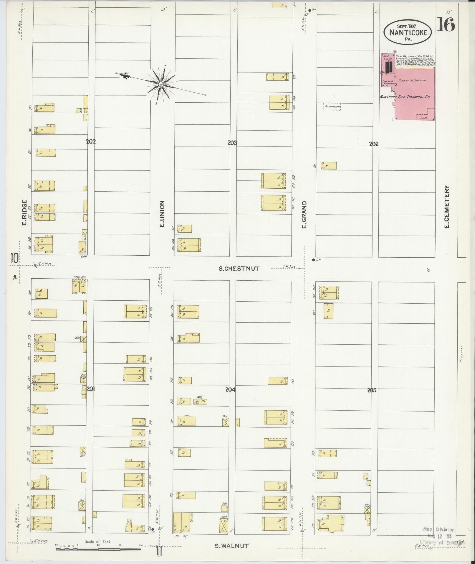 Sanborn Fire Insurance Map from Nanticoke, Luzerne County, Pennsylvania (1907), Sheet #0016 - Historic Sanborn Fire Insurance Map Print, vintage old map wall art, antique decor, genealogy gift, Pennsylvania Pennsylvania map