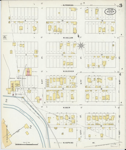 Sanborn Fire Insurance Map from Aspen, Pitkin County, Colorado (1898), Sheet #0003 - Complete Map Set gallery image, historic Sanborn map, vintage wall art, Colorado Colorado