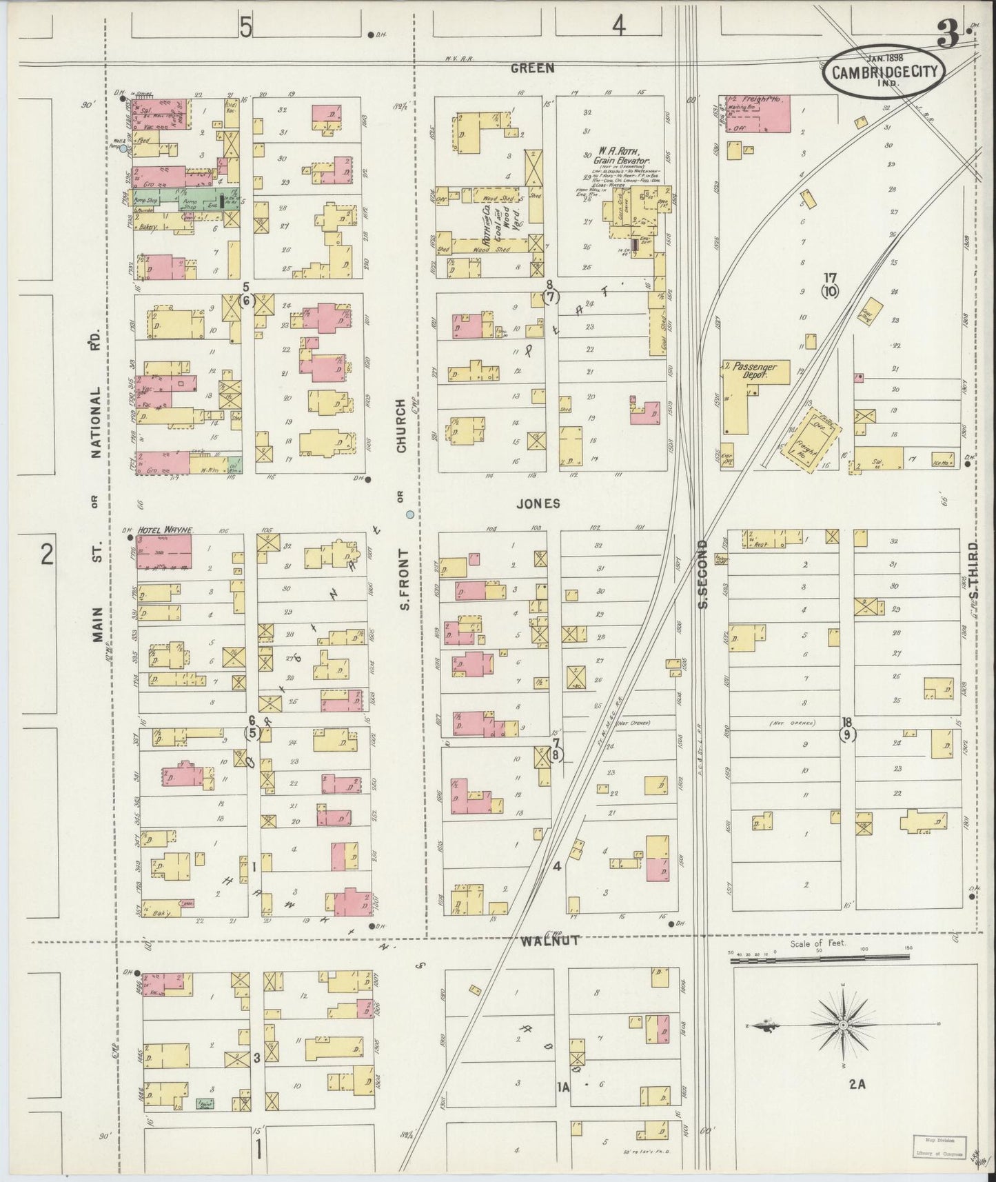 Sanborn Fire Insurance Map from Cambridge City, Wayne County, Indiana (1898), Sheet #0003 - Complete Map Set gallery image, historic Sanborn map, vintage wall art, Indiana Indiana