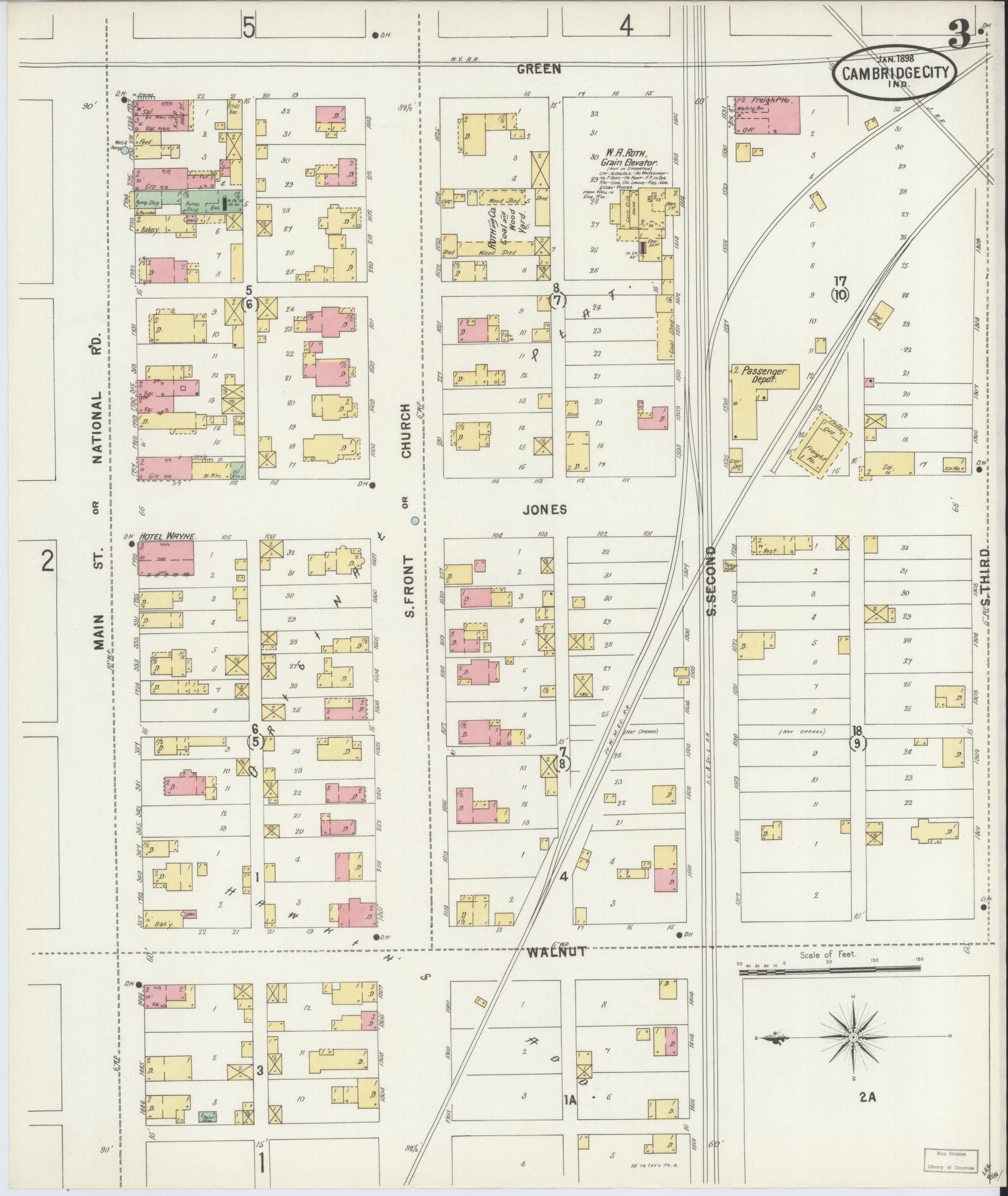 Sanborn Fire Insurance Map from Cambridge City, Wayne County, Indiana (1898), Sheet #0003 - Complete Map Set gallery image, historic Sanborn map, vintage wall art, Indiana Indiana