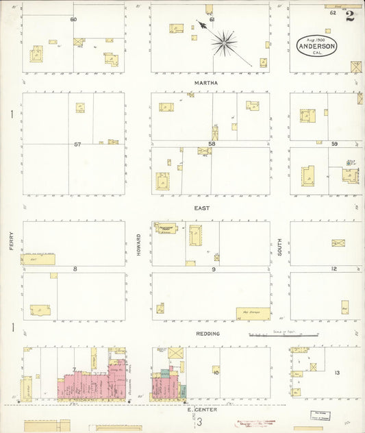 Sanborn Fire Insurance Map from Anderson, Shasta County, California (1900), Sheet #0002 - Historic Sanborn Fire Insurance Map Print, vintage old map wall art, antique decor, genealogy gift, California California map