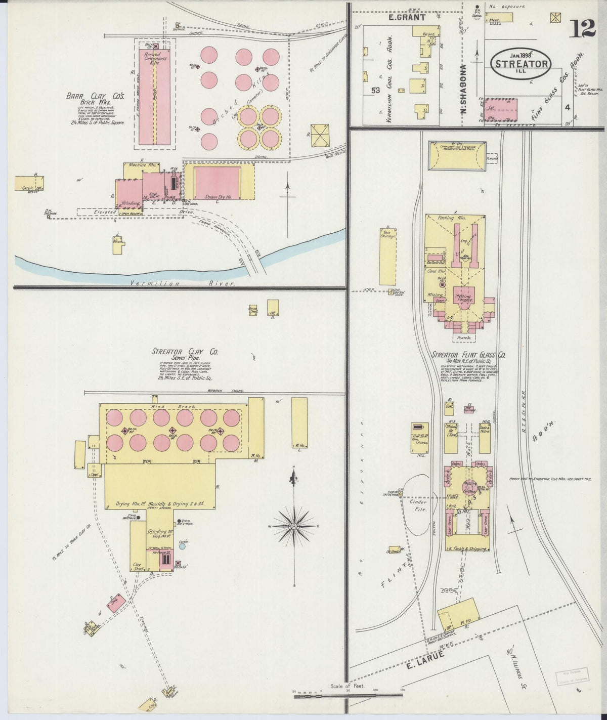Sanborn Fire Insurance Map from Streator, La Salle County, Illinois (1898), Sheet #0012 - Historic Sanborn Fire Insurance Map Print, vintage old map wall art, antique decor, genealogy gift, Illinois Illinois map