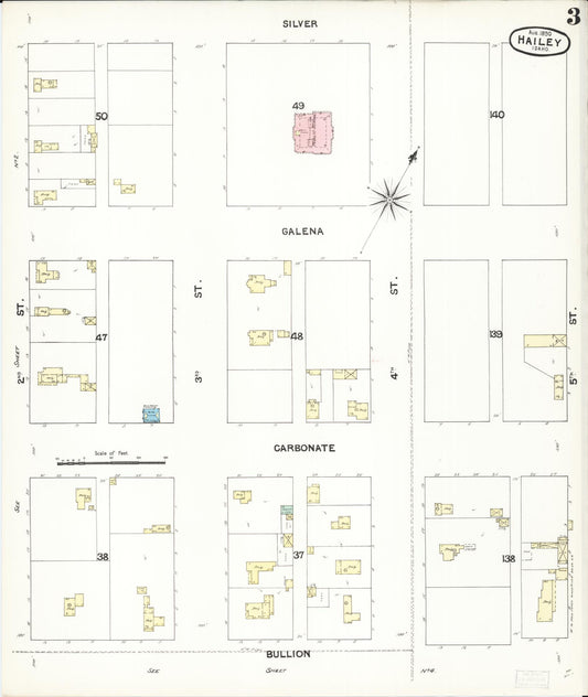 Sanborn Fire Insurance Map from Hailey, Blaine County, Idaho (1890), Sheet #0003 - Historic Sanborn Fire Insurance Map Print, vintage old map wall art, antique decor, genealogy gift, Idaho Idaho map